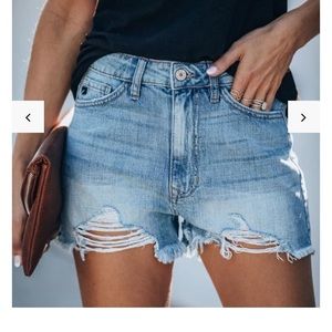 VICI distressed denim shorts